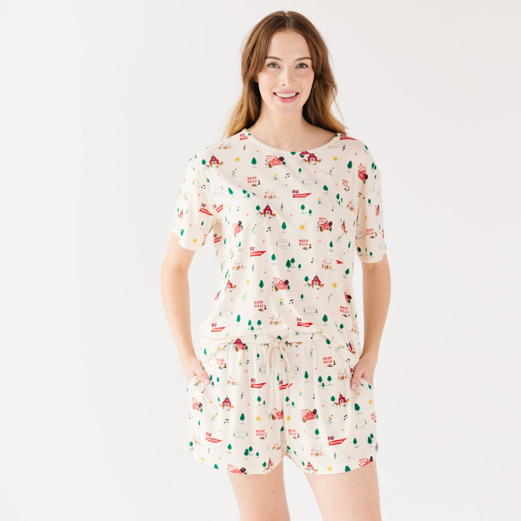 Music City Tennessee Small Ribbed Women's Shorts