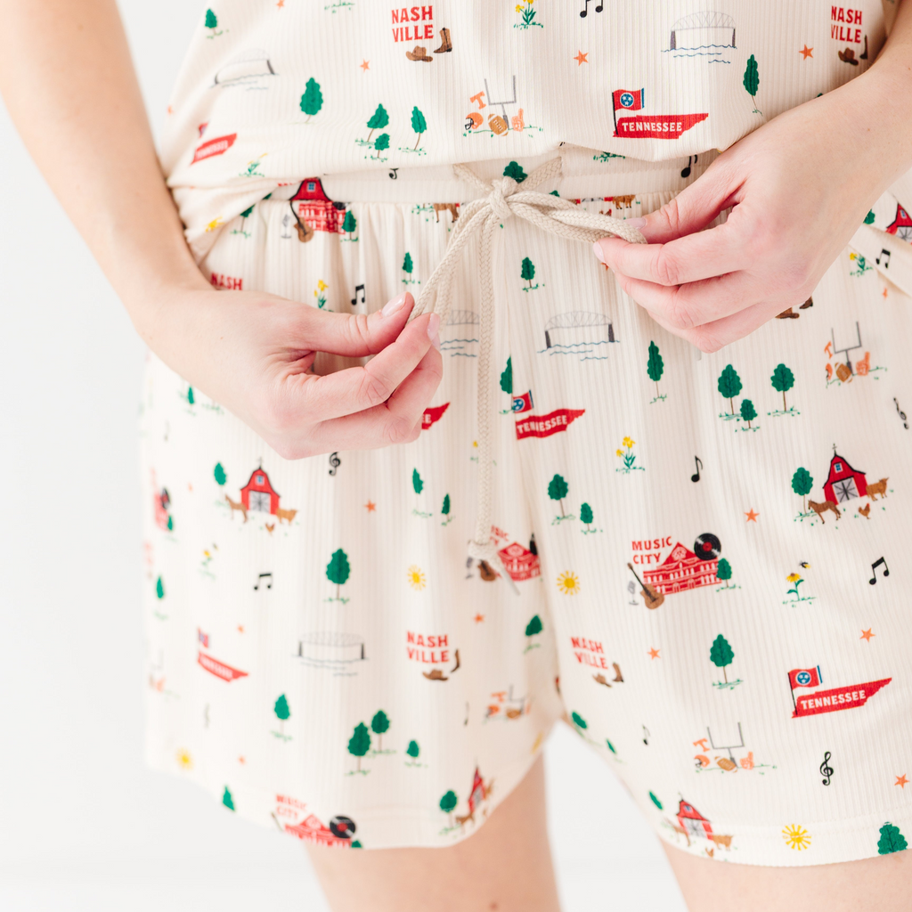 Music City Tennessee Small Ribbed Women's Shorts