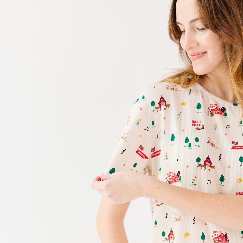 Music City Tennessee Small Ribbed Women's Short Sleeve Top