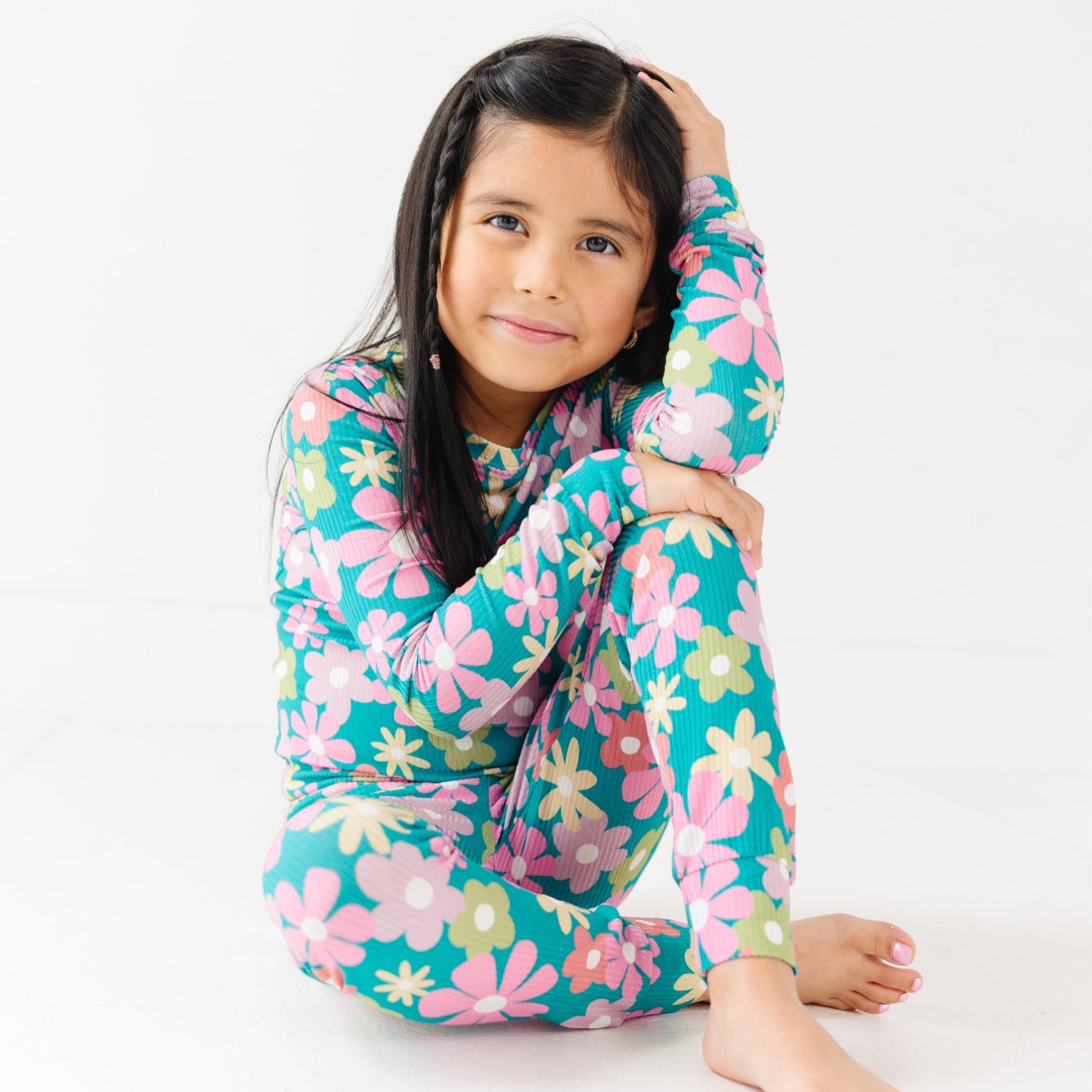 Retro Daisies Small Ribbed Two-Piece Set