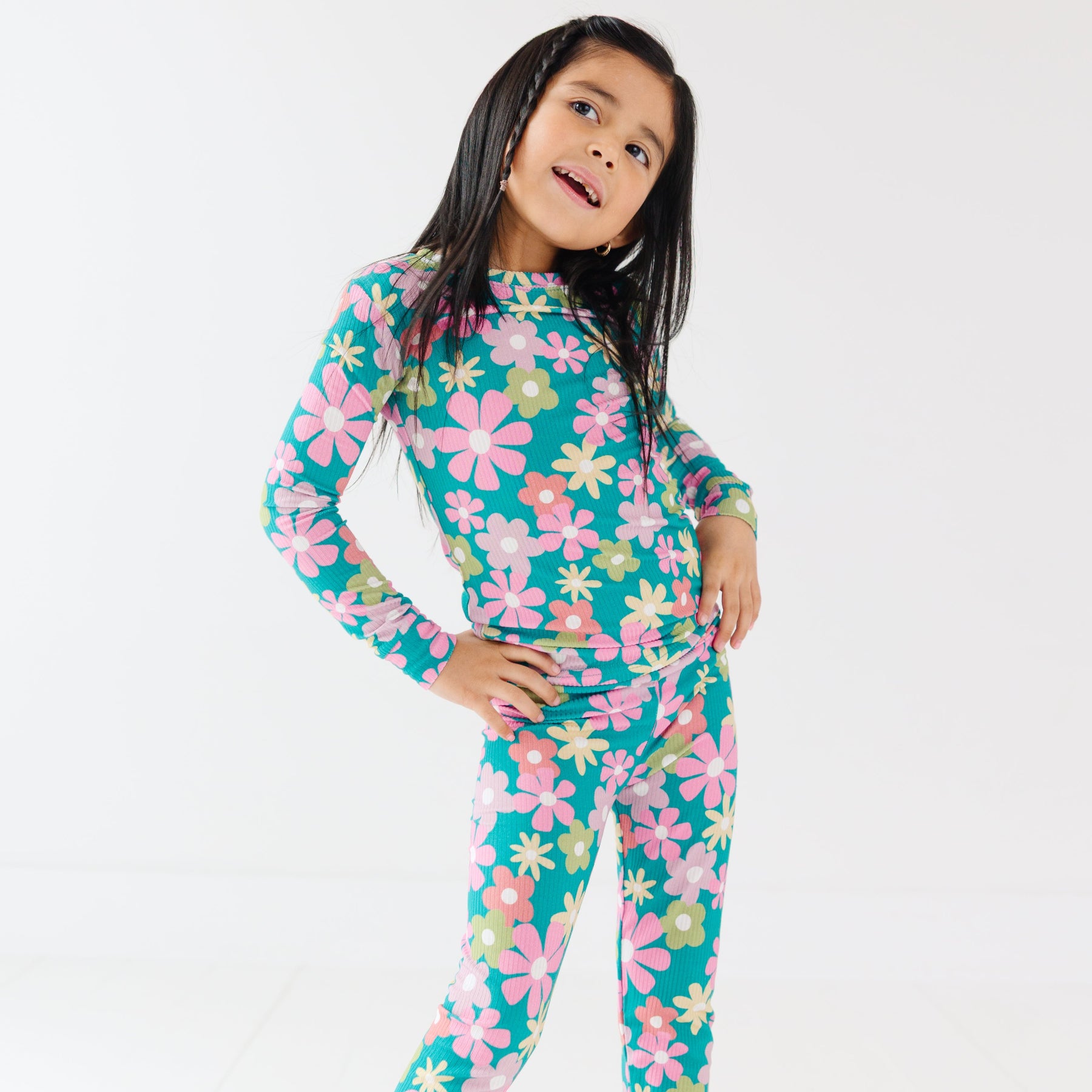 Retro Daisies Small Ribbed Two-Piece Set