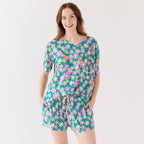 Retro Daisies Small Ribbed Women's Short Sleeve Top