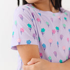 Lilac Daisies Small Ribbed Shorts Two-Piece Set