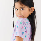 Lilac Daisies Small Ribbed Shorts Two-Piece Set