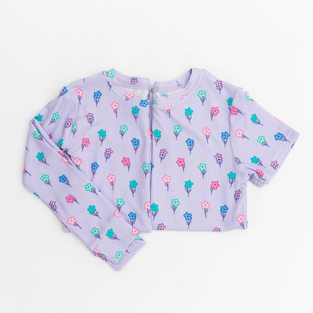 Lilac Daisies Small Ribbed Two-Piece Set