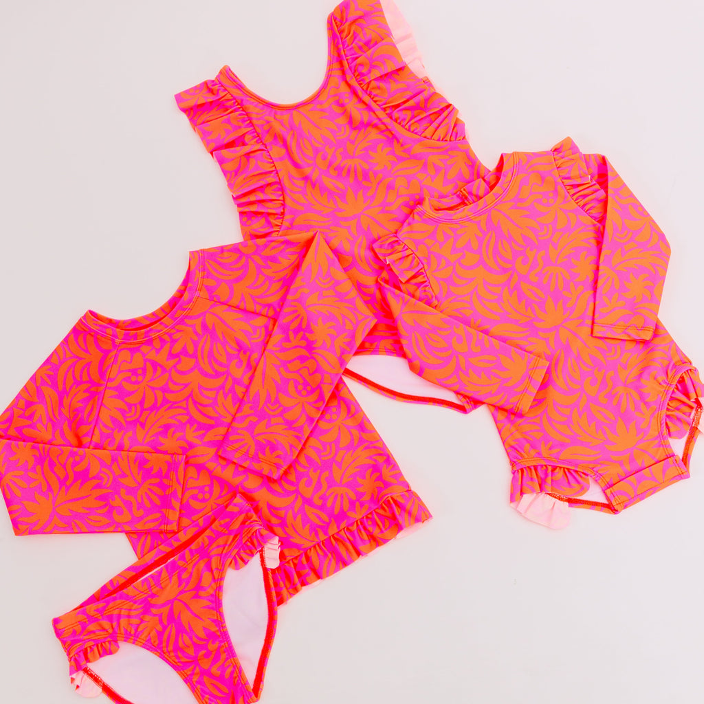 Neon Pink Tropical Tango Two-Piece Bathing Suit