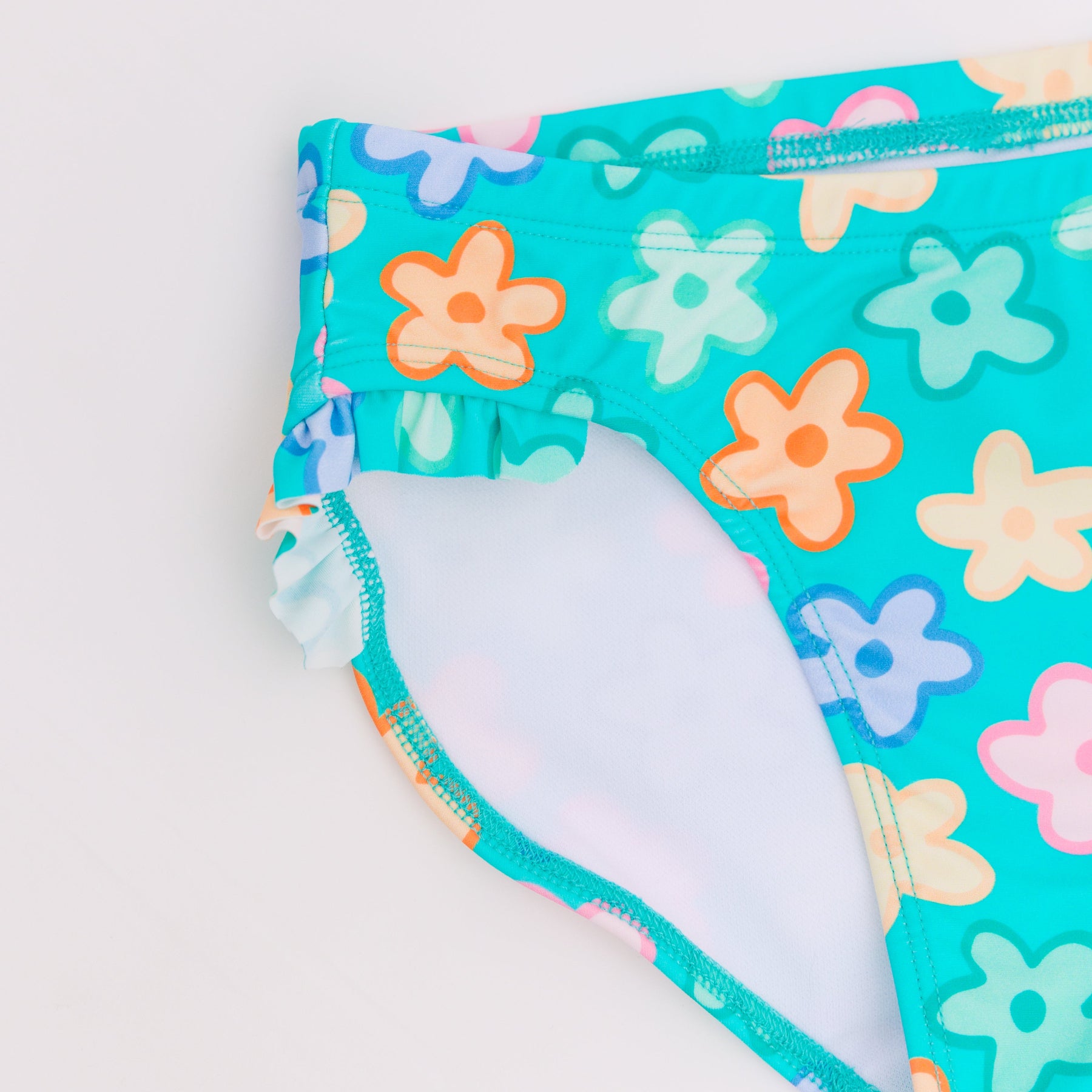 Bright Turquoise Daisies Two-Piece Bathing Suit
