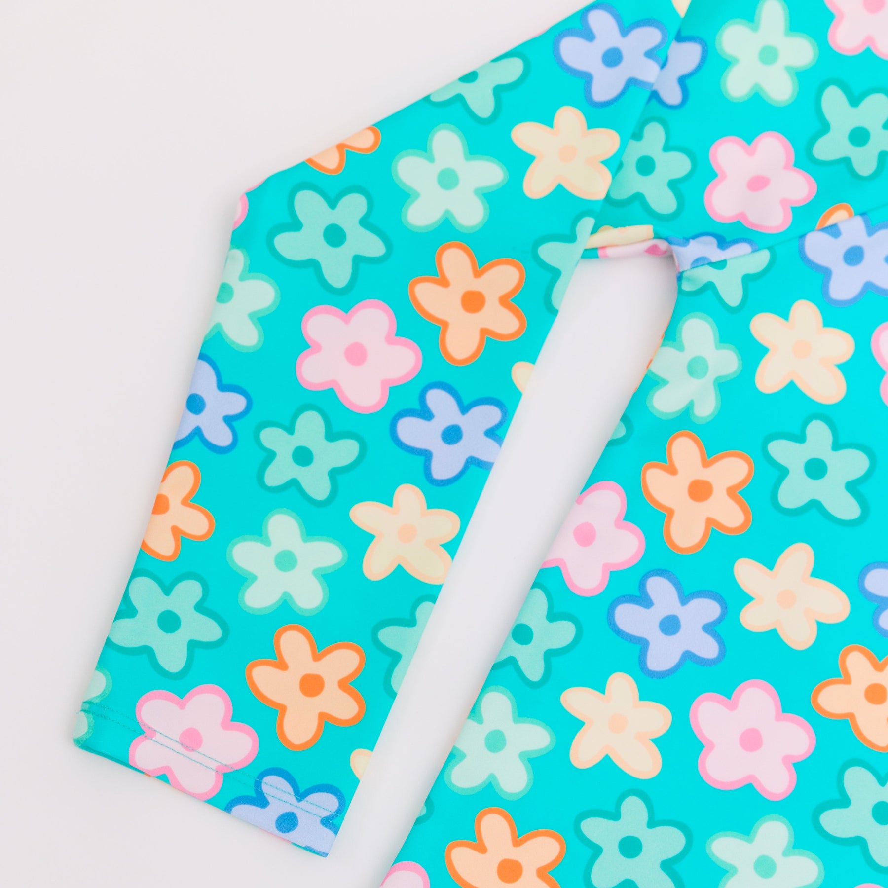 Bright Turquoise Daisies Two-Piece Bathing Suit