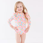 Neon Little Blooms One-Piece Bathing Suit