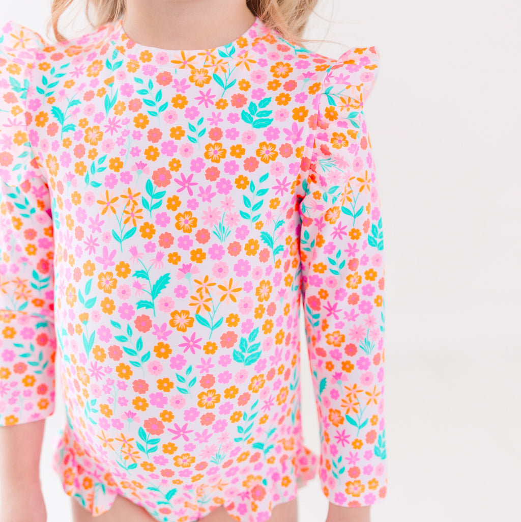 Neon Little Blooms One-Piece Bathing Suit