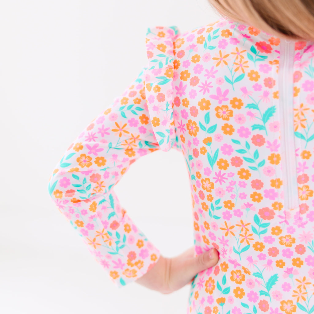 Neon Little Blooms One-Piece Bathing Suit