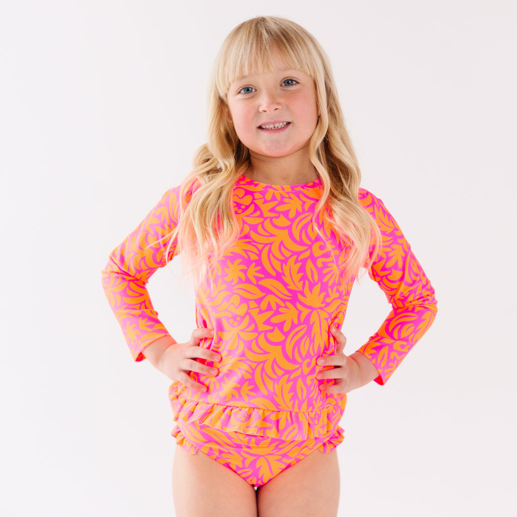 Neon Pink Tropical Tango Two-Piece Bathing Suit