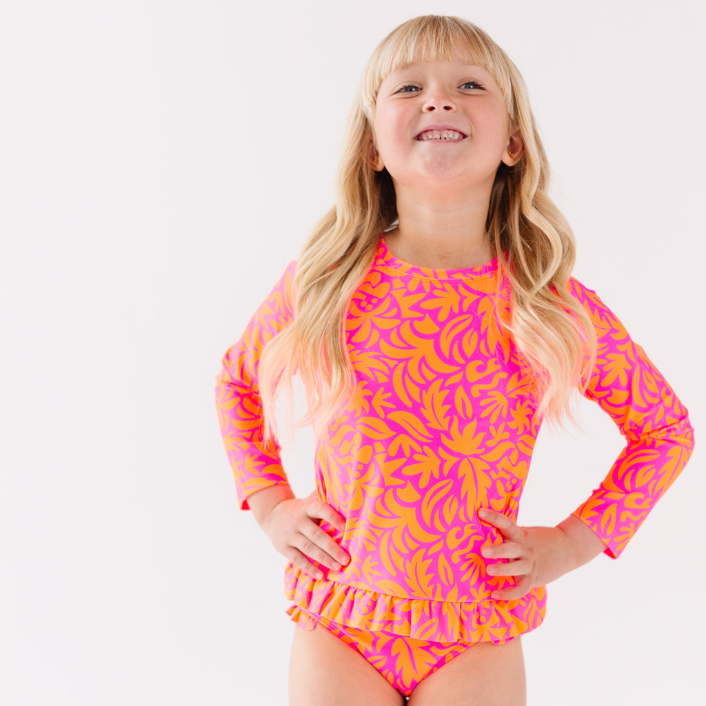 Neon Pink Tropical Tango Two-Piece Bathing Suit