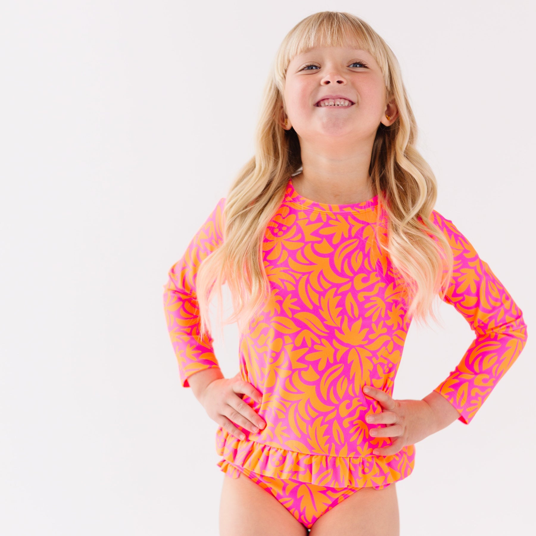 Neon Pink Tropical Tango Two-Piece Bathing Suit