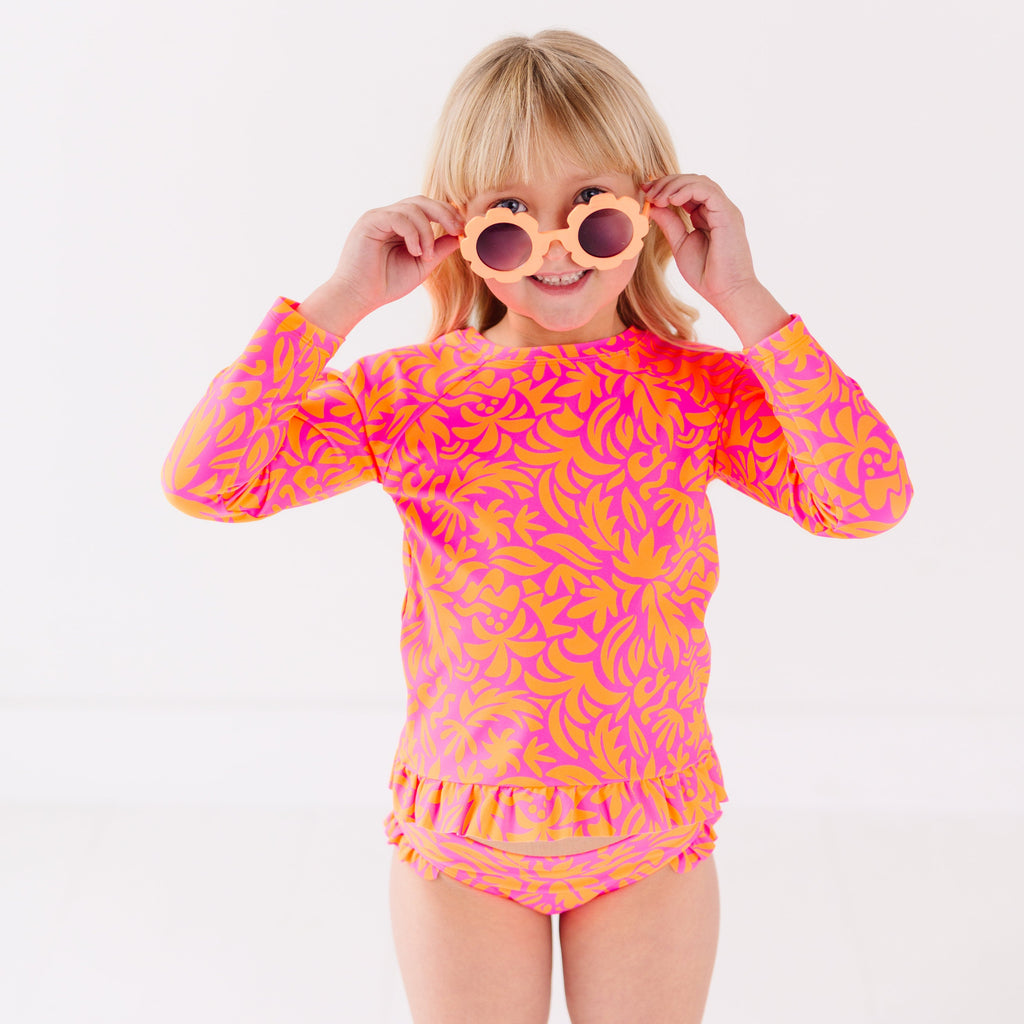 Neon Pink Tropical Tango Two-Piece Bathing Suit
