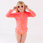 Neon Pink Tropical Tango Two-Piece Bathing Suit