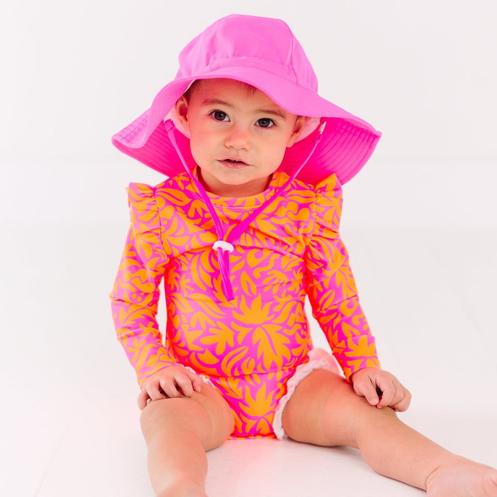 Neon Pink Tropical Tango One-Piece Bathing Suit