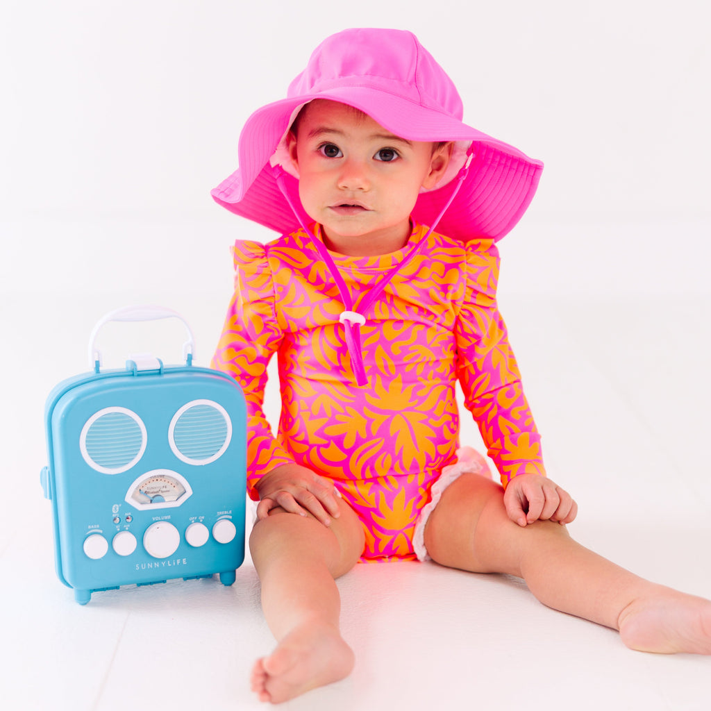 Neon Pink Tropical Tango One-Piece Bathing Suit