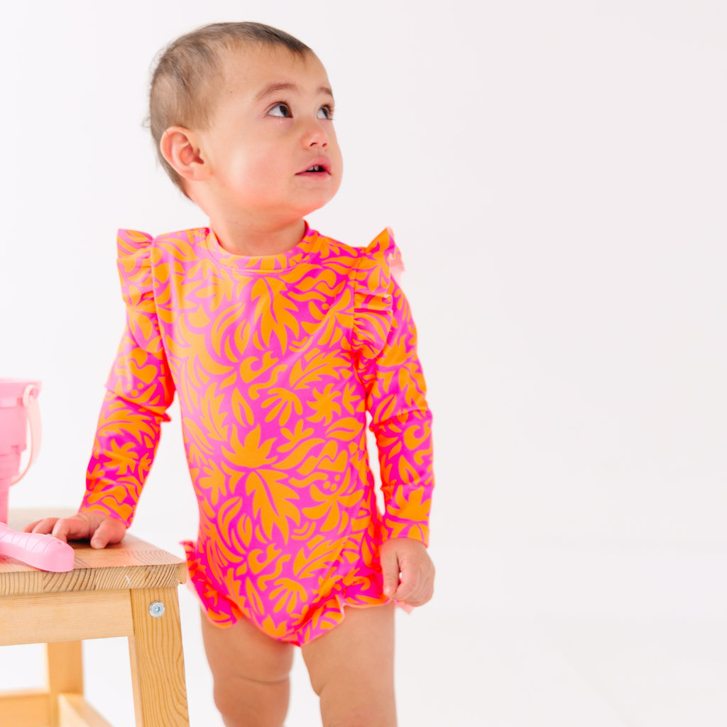 Neon Pink Tropical Tango One-Piece Bathing Suit