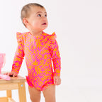 Neon Pink Tropical Tango One-Piece Bathing Suit