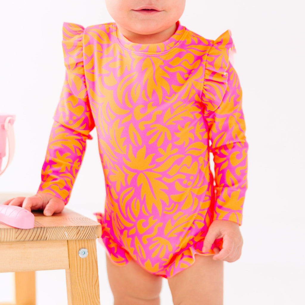 Neon Pink Tropical Tango One-Piece Bathing Suit