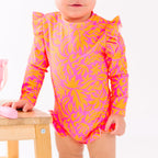 Neon Pink Tropical Tango One-Piece Bathing Suit