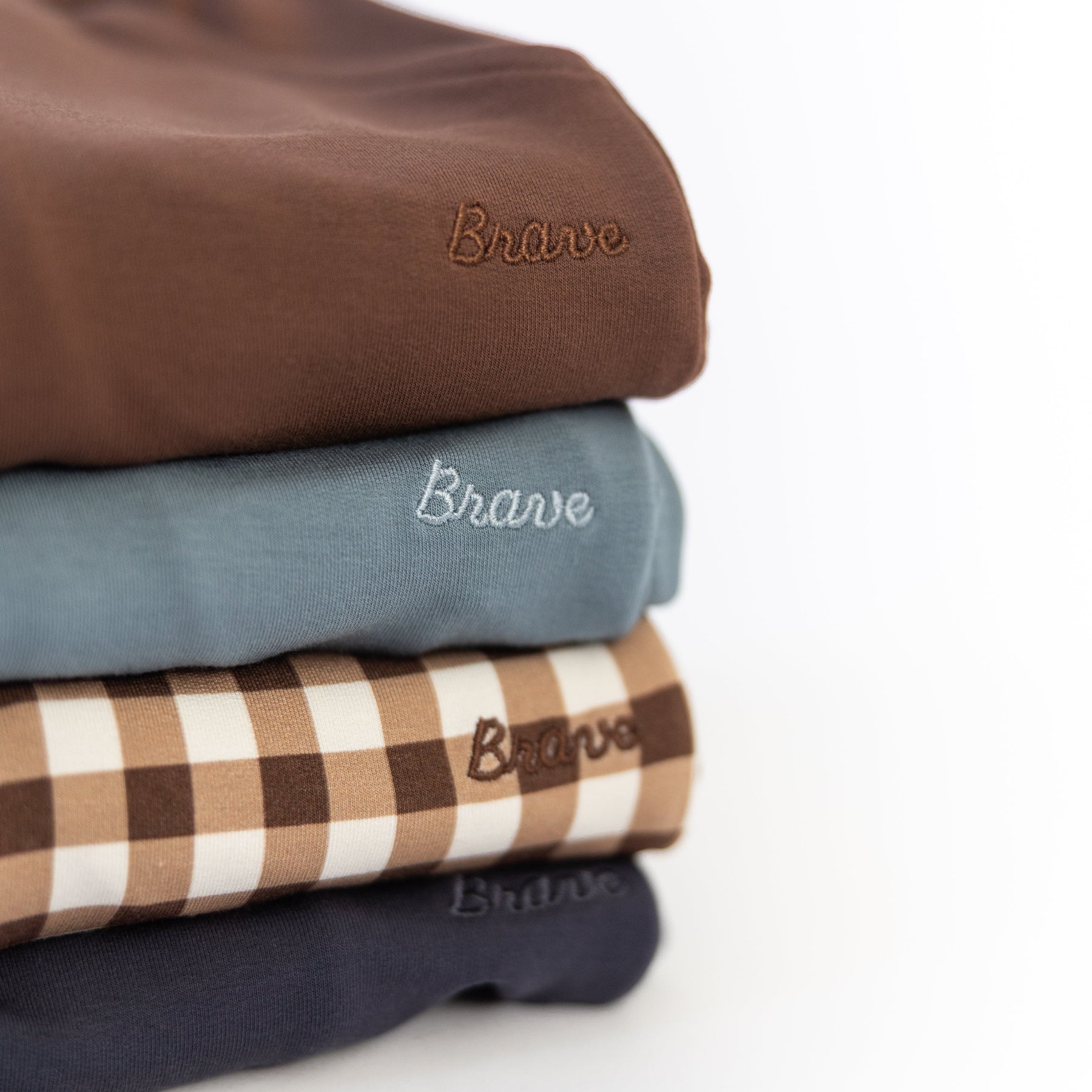 Dark Brown Gingham Bamboo French Terry Joggers