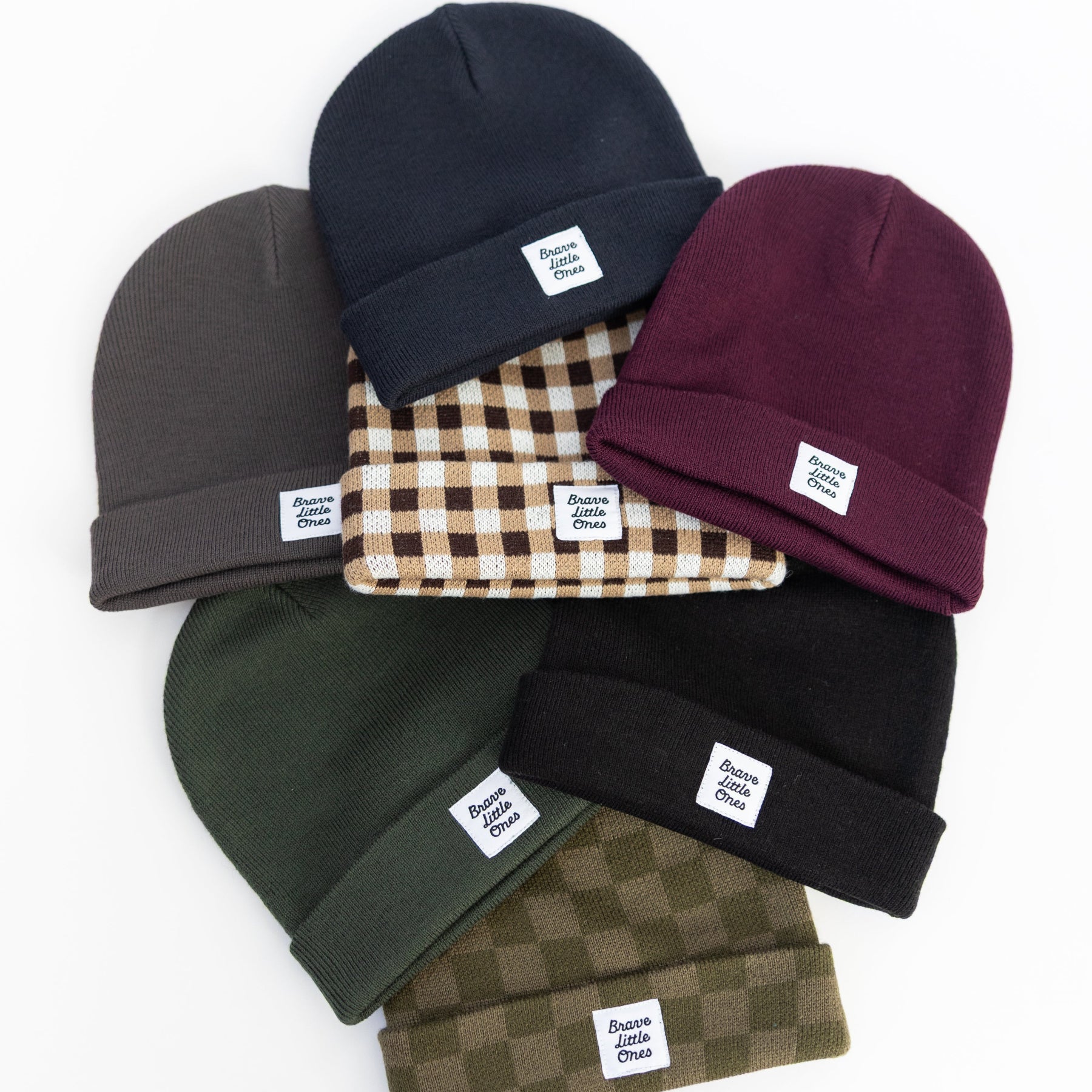 Dark Brown Gingham Knit Beanie