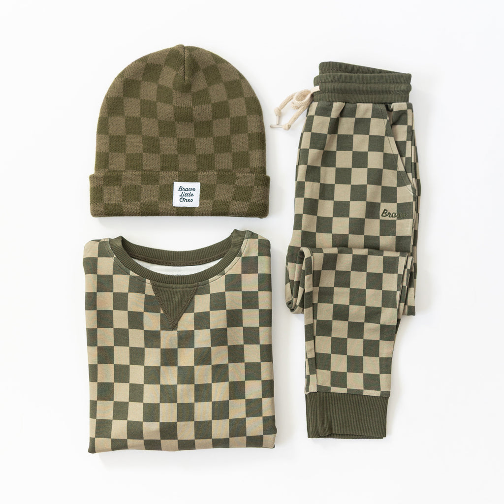 Checkered Knit Beanie