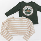 Tan Wide Stripe Long Sleeve Shirt