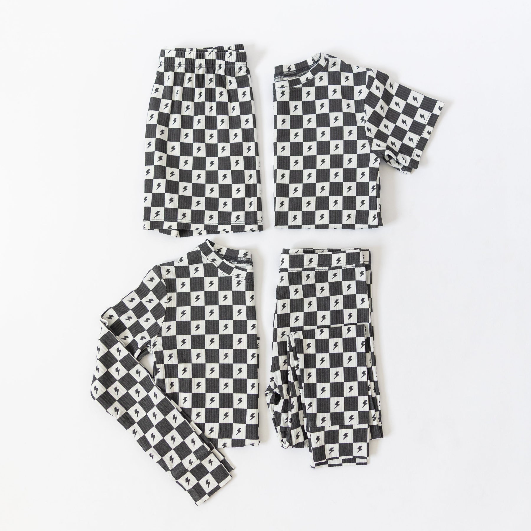 Checkered Lightning Bolt Small Ribbed Two-Piece Set