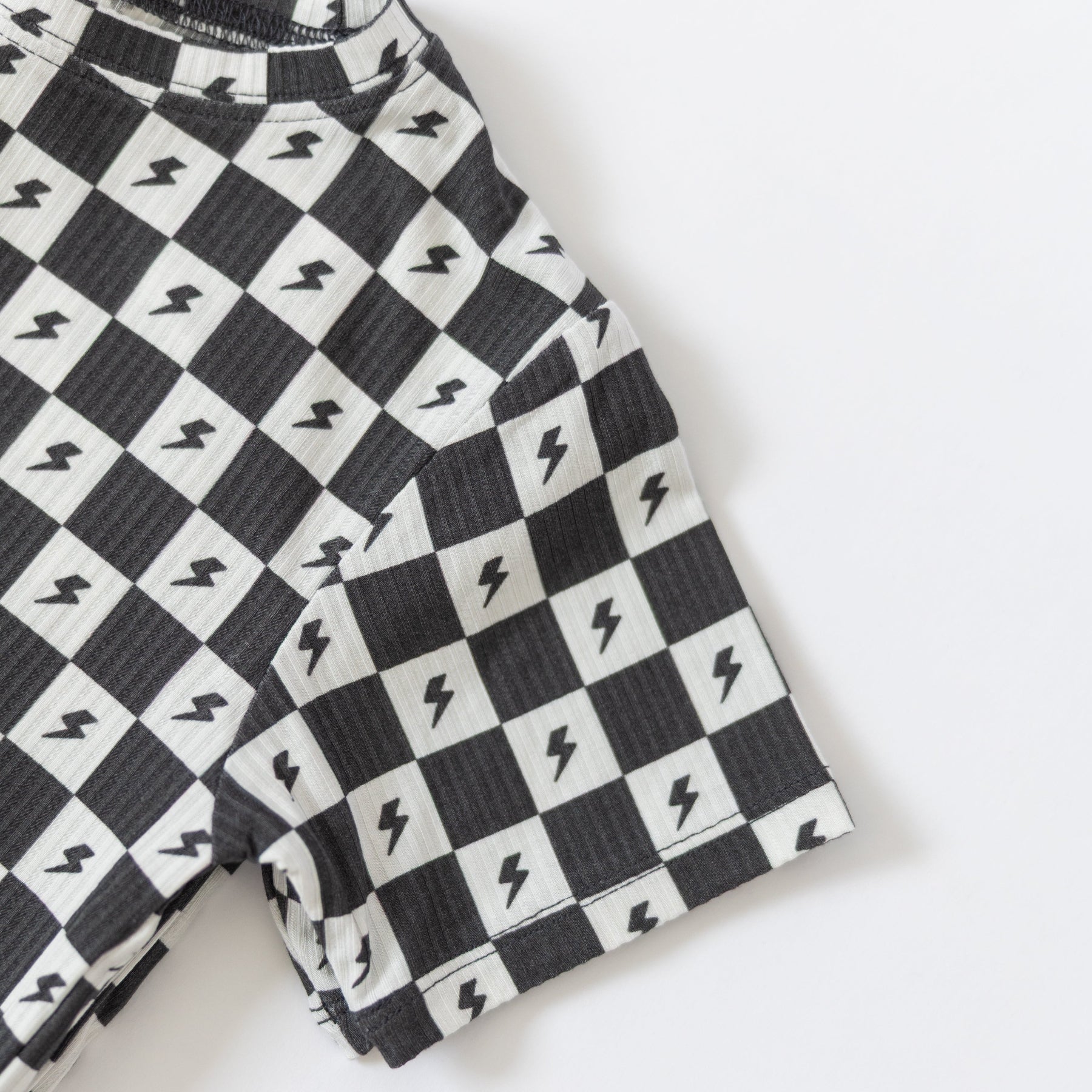 Checkered Lightning Bolt Small Ribbed Shorts Two-Piece Set