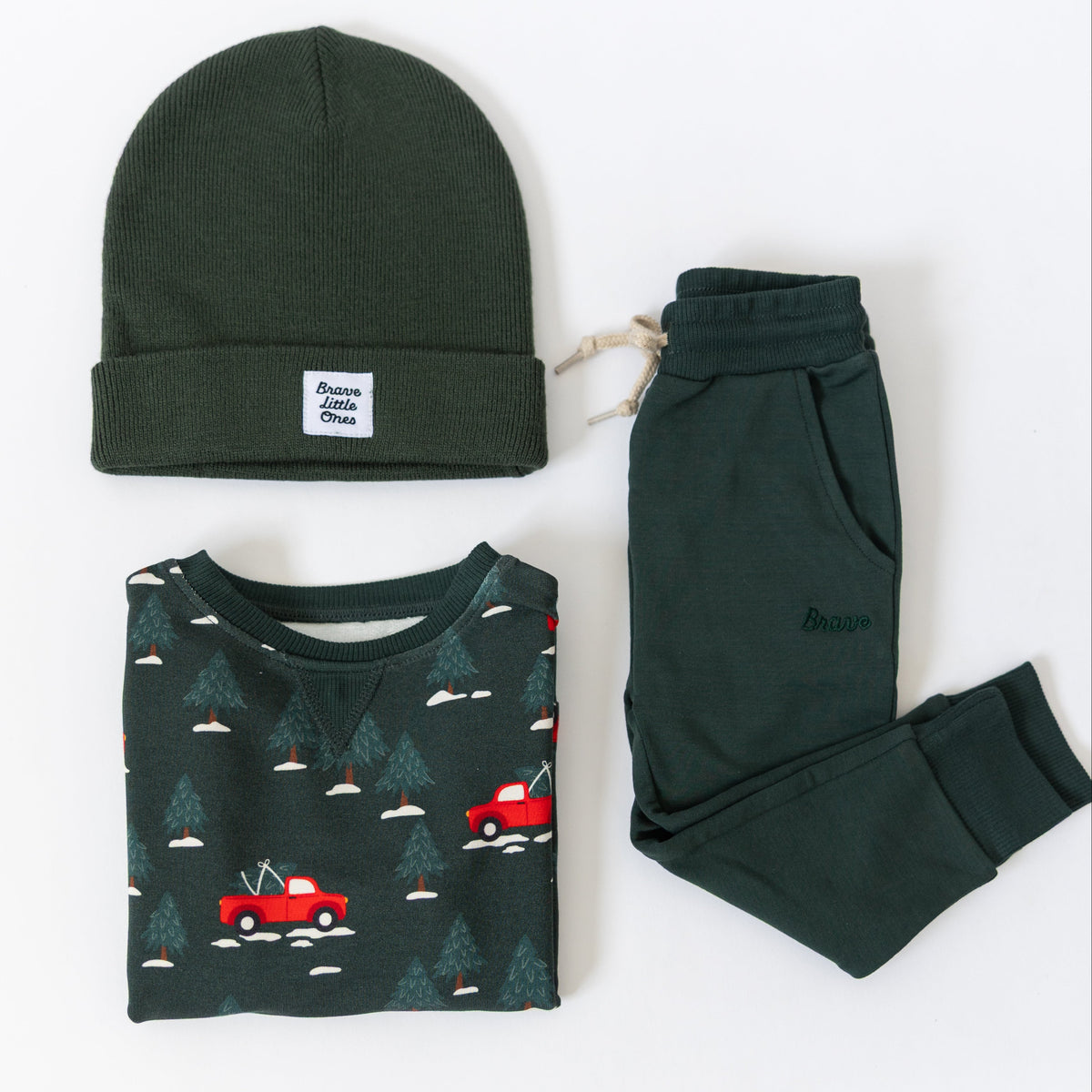 Red Christmas Trucks Bamboo French Terry Pullover