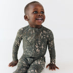 Woodland Camo Small Ribbed Zip Romper