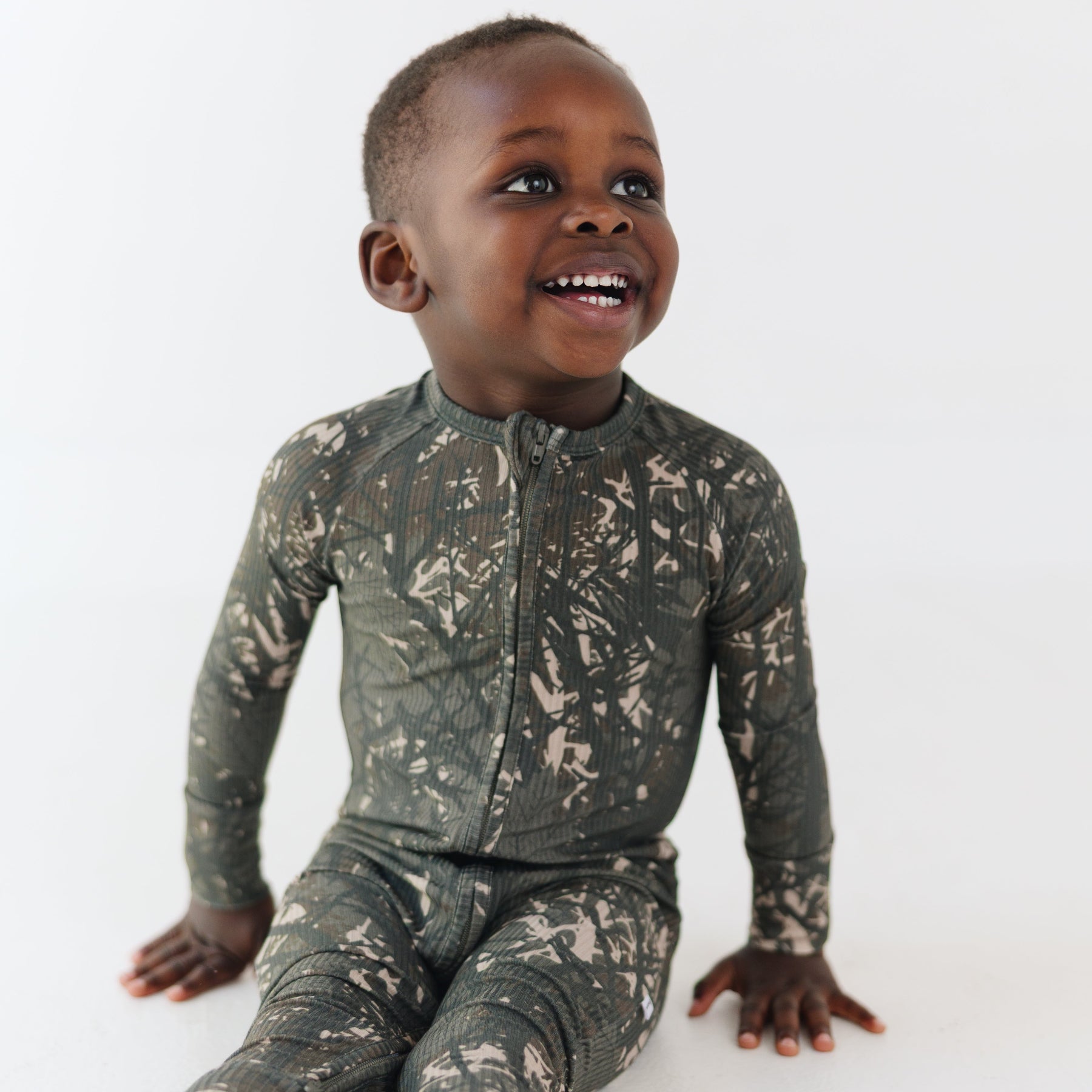 Woodland Camo Small Ribbed Zip Romper