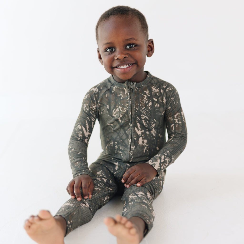 Woodland Camo Small Ribbed Zip Romper