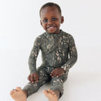 Woodland Camo Small Ribbed Zip Romper