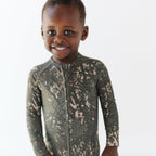 Woodland Camo Small Ribbed Zip Romper