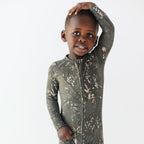 Woodland Camo Small Ribbed Zip Romper
