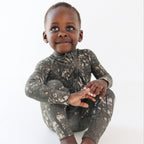 Woodland Camo Small Ribbed Zip Romper