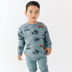 Slate Blue Construction Bamboo French Terry Pullover