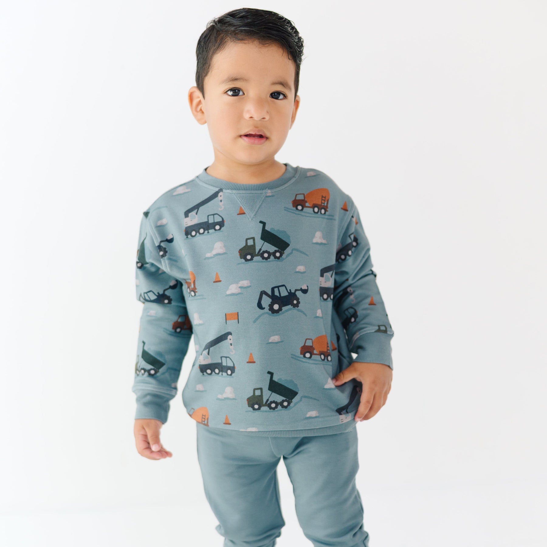 Slate Blue Construction Bamboo French Terry Pullover