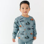 Slate Blue Construction Bamboo French Terry Pullover