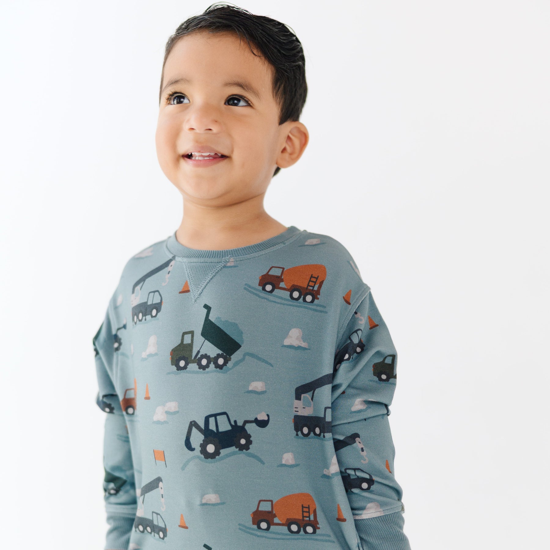 Slate Blue Construction Bamboo French Terry Pullover