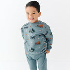 Slate Blue Construction Bamboo French Terry Pullover