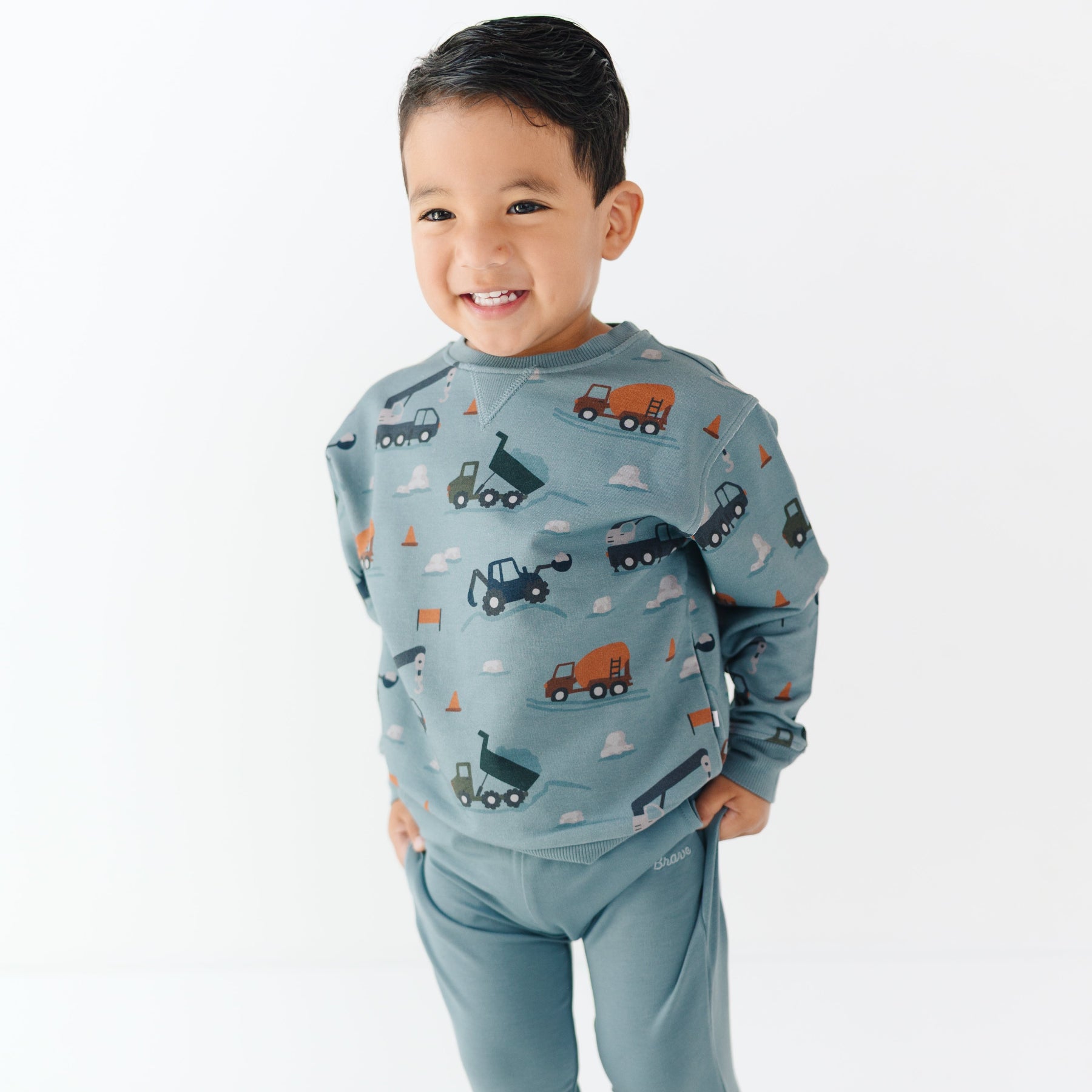 Slate Blue Construction Bamboo French Terry Pullover