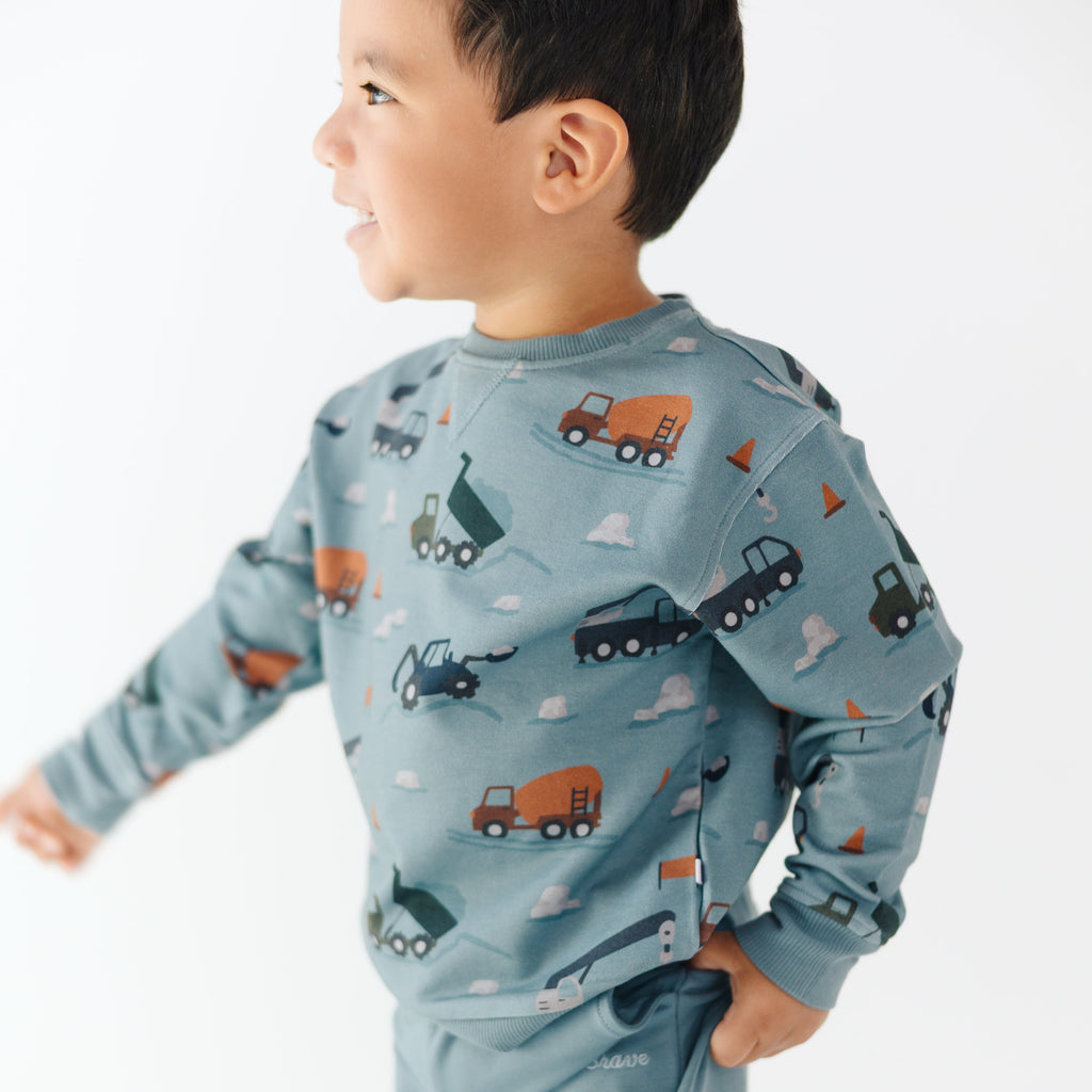 Slate Blue Construction Bamboo French Terry Pullover