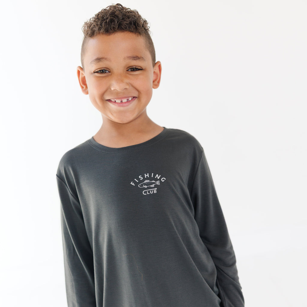 Fishing Club Midnight Charcoal Long Sleeve Shirt