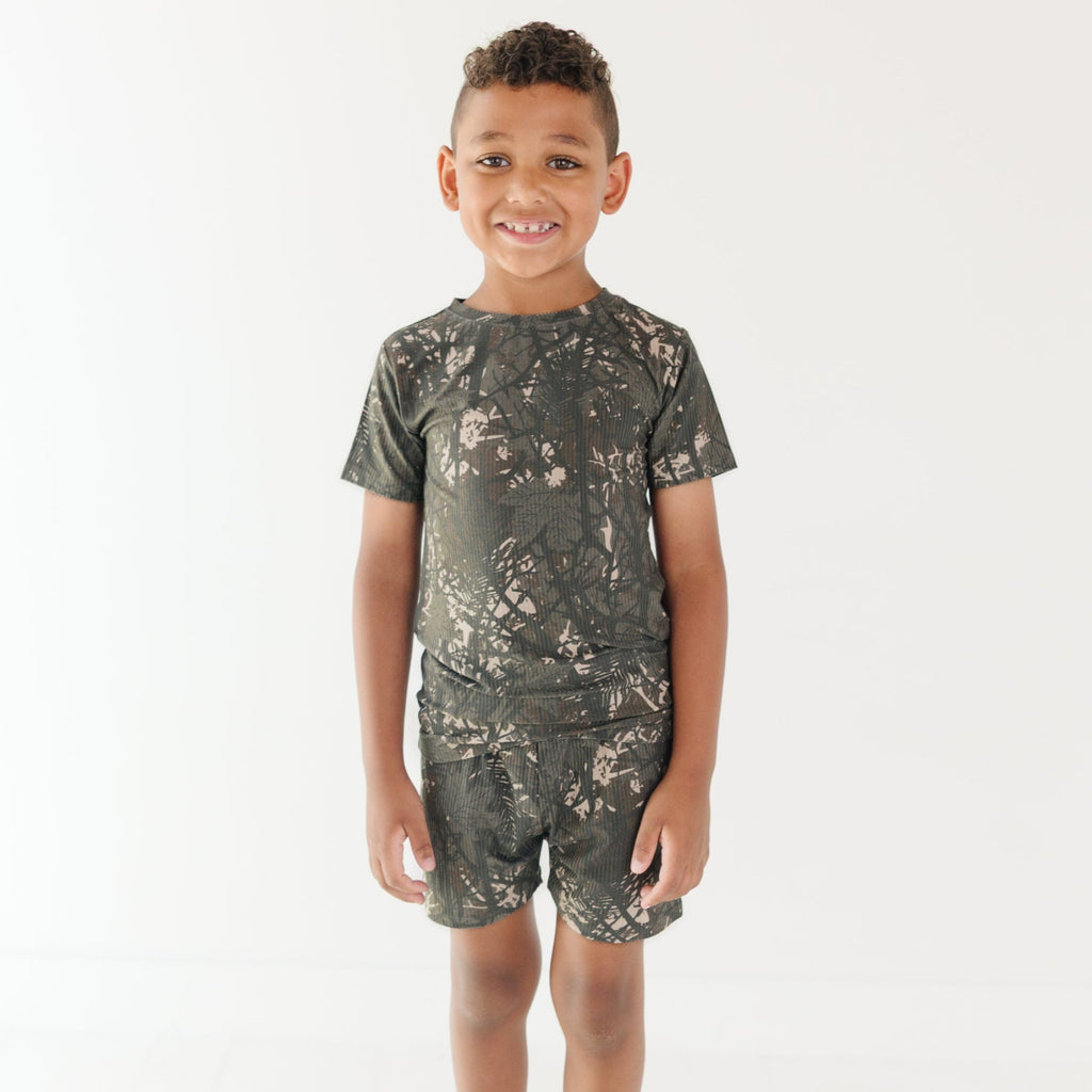 Woodland Camo Small Ribbed Shorts Two-Piece Set