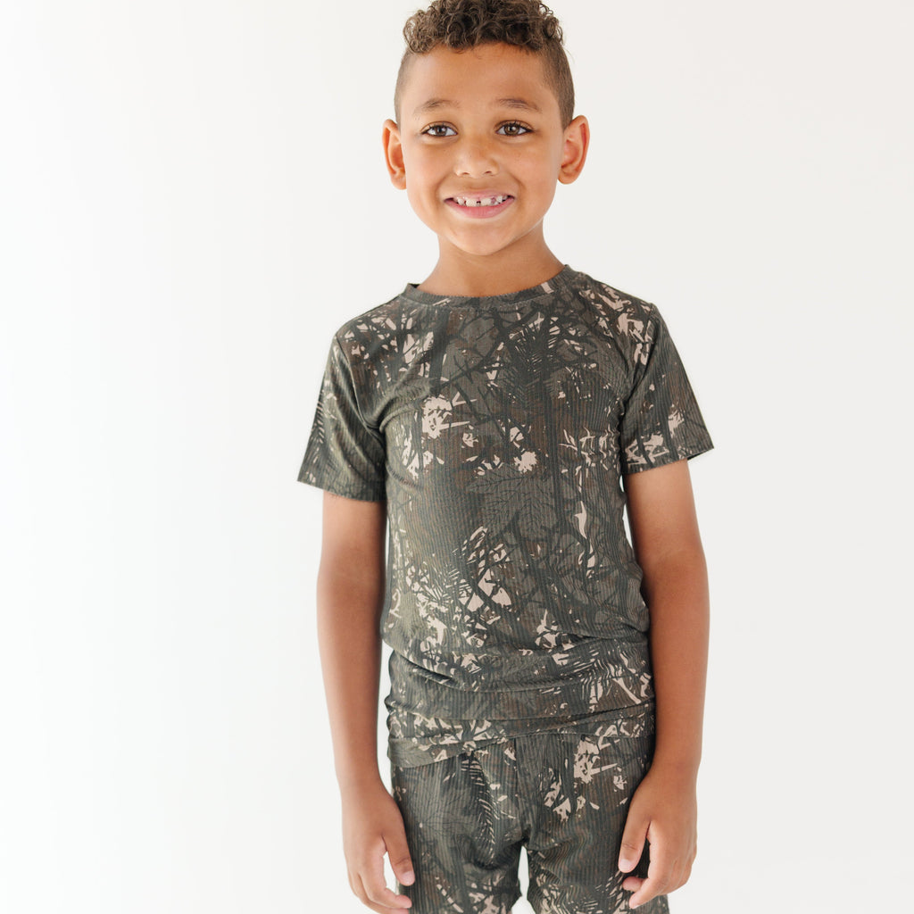 Woodland Camo Small Ribbed Shorts Two-Piece Set